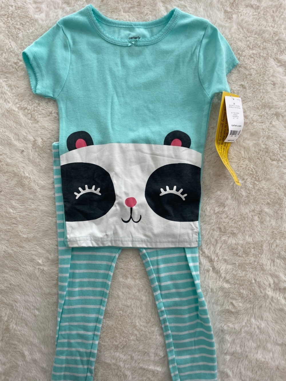 SALE! NWT Carter's Aqua Panda Pajama Set + colorful shape Pajamas Size 3T